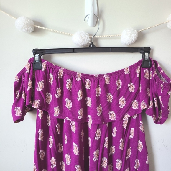 Old Navy Purple Paisley Print Off The Shoulder Shirt Size XXL - Picture 3 of 9